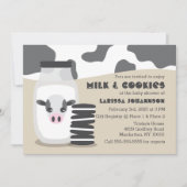 Kute Koe Melk en Koekjes Baby Shower Invitations Kaart (Voorkant)
