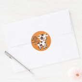 Kute Koe Oranje Kind Naam Boekplaat Ronde Sticker (Envelop)