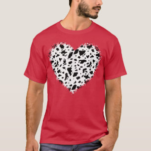 Kute Koe Print Heart Farmer Koe Lovers T-shirt
