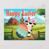 Kute Koe, rooster en kleurrijk Boerderij Feestdagenkaart (Voorkant)