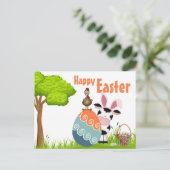 Kute Koe, rooster en kleurrijk Boerderij Feestdagenkaart (Staand voorkant)