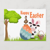 Kute Koe, rooster en kleurrijk Boerderij Feestdagenkaart (Voorkant)