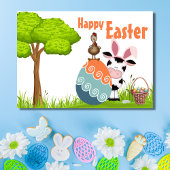 Kute Koe, rooster en kleurrijk Boerderij Kaart