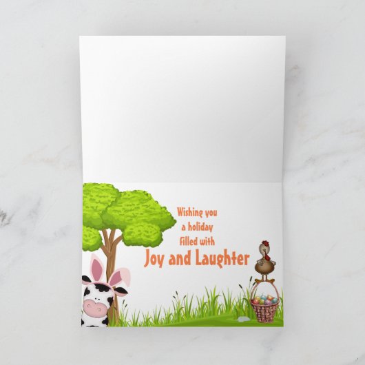 Kute Koe, rooster en kleurrijk Boerderij Kaart (Binnen)