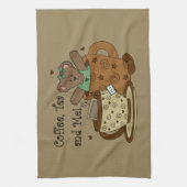 Kute koffie en Teddy Bear Kitchen Towel Theedoek (Verticaal)