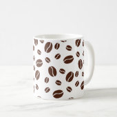 Kute koffiebonen mok van bruin en wit patroon (Voorkant rechts)