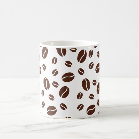 Kute koffiebonen mok van bruin en wit patroon (Center)