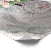 Kute konijn met bloeiende kroon poster (Hoek)