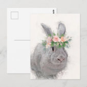 Kute konijn met bloemkroon briefkaart (Voorkant / Achterkant)