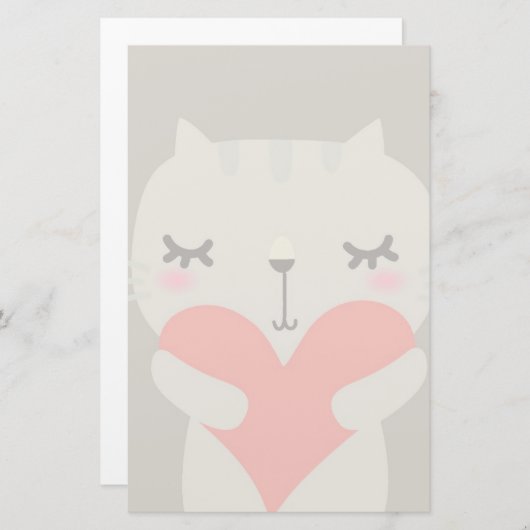 Kute konijn met liefde briefpapier (Voorkant / Achterkant)