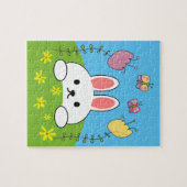 Kute konijnenbloemen en botervliegen legpuzzel (Horizontaal)