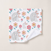Kute konijnenmoeder en konijnenhoed, bloesems patr bad handdoek (Wasdoekje)