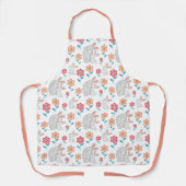 Kute konijnenmoeder en konijnenhoed, bloesems patr schort (Voorkant)