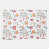 Kute konijnenmoeder en konijnenhoed, bloesems patr theedoek (Horizontaal)