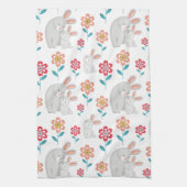 Kute konijnenmoeder en konijnenhoed, bloesems patr theedoek (Verticaal)