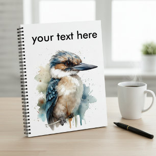 Kute Kookaburra op een tak geschilderd in waterkle Notitieboek