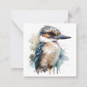 Kute Kookaburra op een tak geschilderd in waterkle Notitiekaartje