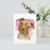 Kute kop kanteling Bull Dog Waterverf Schilderen Briefkaart (Staand voorkant)
