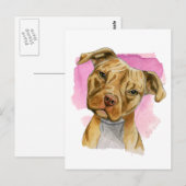 Kute kop kanteling Bull Dog Waterverf Schilderen Briefkaart (Voorkant / Achterkant)