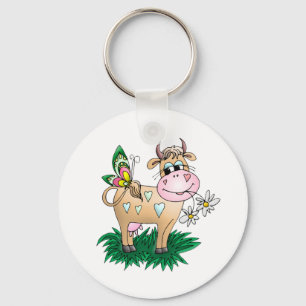 Kute kow en vlinder sleutelhanger