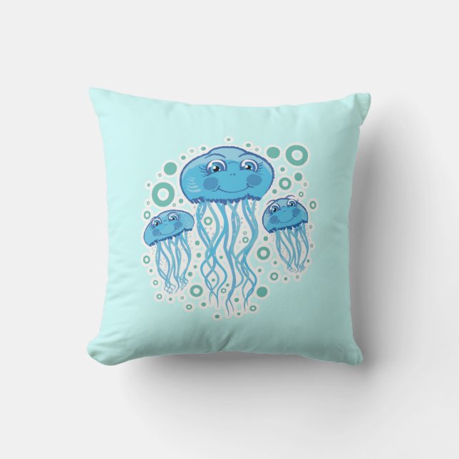Kute kwallen en bubbelsteentjes kussen (Voorkant)