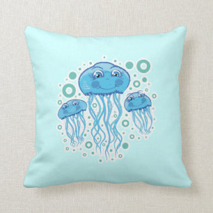 Kute kwallen en bubbelsteentjes kussen