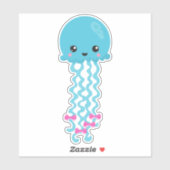Kute kwallen, kleine kwallen, blauwe kwal sticker (Vel)