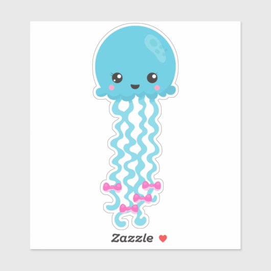 Kute kwallen, kleine kwallen, blauwe kwal sticker (Vel)