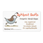 Kute kwartels cartoon illustratie eidoosje etiket (Voorkant)