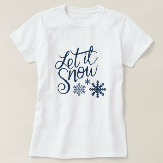 Kute Laat het Kerstmis sneeuwen met blauwe sneeuwv T-shirt