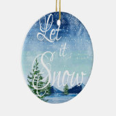 Kute  laat het sneeuwnende kerst in het landschap keramisch ornament (Rechts)