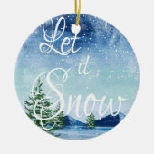 Kute  laat het sneeuwnende kerst in het landschap keramisch ornament (Voorkant)