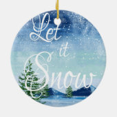 Kute  laat het sneeuwnende kerst in het landschap keramisch ornament (Achterkant)