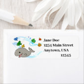 Kute, lachende Cartoon walvis Etiket (Insitu)