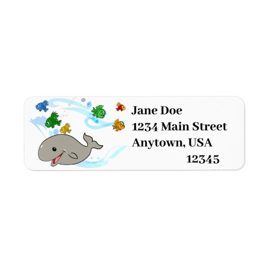 Kute, lachende Cartoon walvis Etiket (Voorkant)