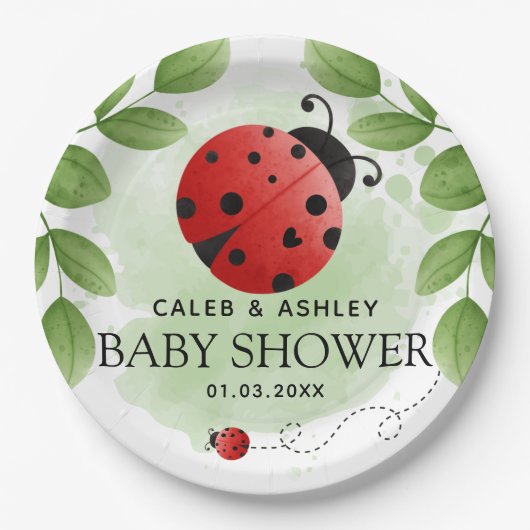 Kute Ladybug Baby shower Paper Borden Papieren Bordje (Voorkant)