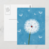 Kute ladybug bovenop een andelion briefkaart (Voorkant / Achterkant)