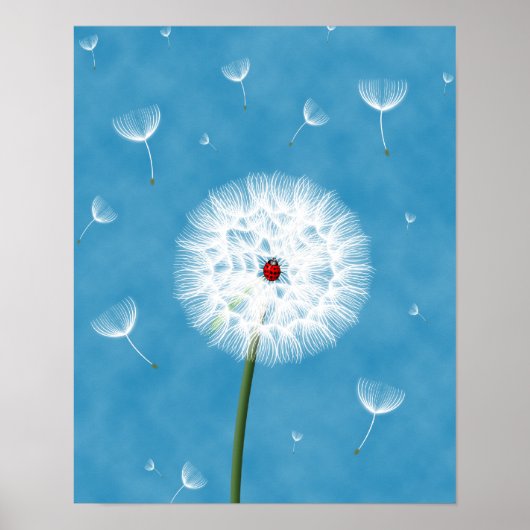 Kute ladybug bovenop een andelion poster (Voorkant)