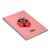 Kute Ladybug met Black Heart Spots gepersonaliseer Notitieboek (Rechterzijde)