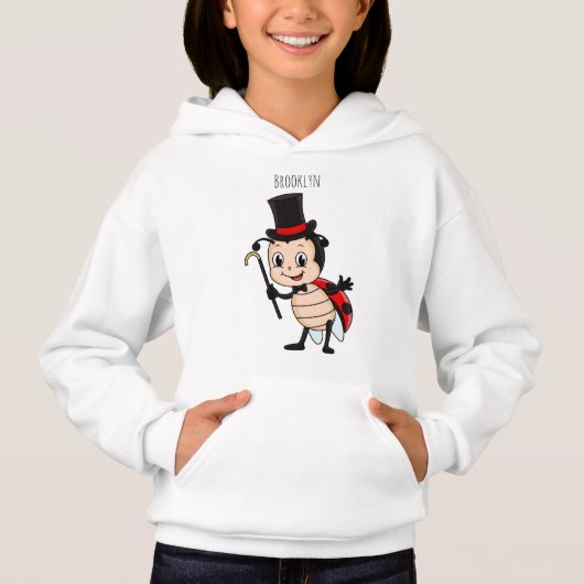 Kute ladybug met bovenste hoed en stropdas cartoon (Voorkant)