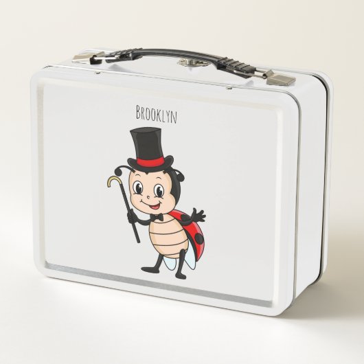 Kute ladybug met bovenste hoed en stropdas cartoon (Achterkant)