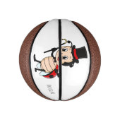 Kute ladybug met bovenste hoed en stropdas cartoon basketbal (Verticaal)