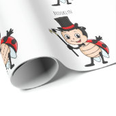 Kute ladybug met bovenste hoed en stropdas cartoon cadeaupapier (Rol Hoek)