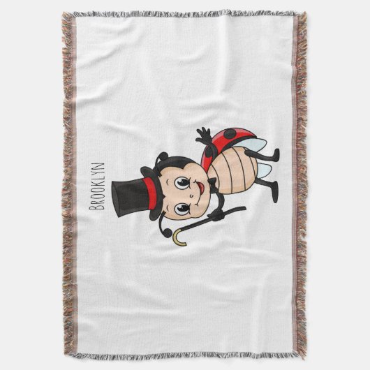 Kute ladybug met bovenste hoed en stropdas cartoon deken (Voorkant Verticaal)