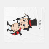 Kute ladybug met bovenste hoed en stropdas cartoon fleece deken (Voorkant (Horizontaal))