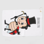 Kute ladybug met bovenste hoed en stropdas cartoon golfhanddoek (Horizontaal)