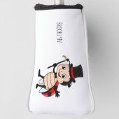 Kute ladybug met bovenste hoed en stropdas cartoon golfheadcover (Draai 90)