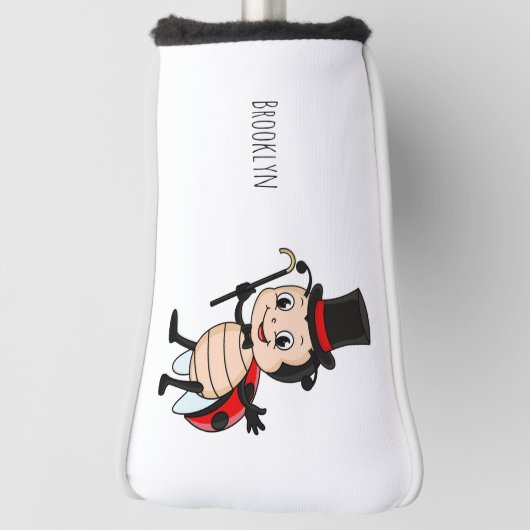 Kute ladybug met bovenste hoed en stropdas cartoon golfheadcover (Draai 90)