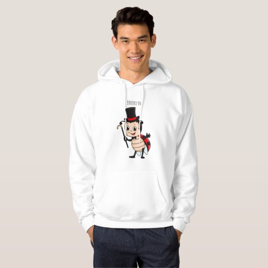 Kute ladybug met bovenste hoed en stropdas cartoon hoodie (Voorkant volledig)