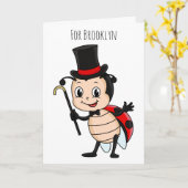 Kute ladybug met bovenste hoed en stropdas cartoon kaart (Gele Bloem)